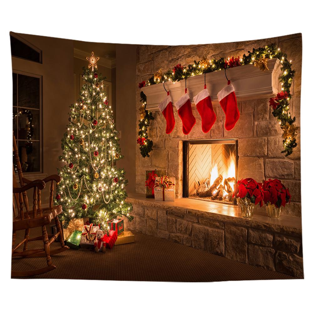 Christmas Decoration Tapestry Snowflake Santa Claus Room Decoration Fireplace Tapestry Gift Christmas Wall Decoration Home