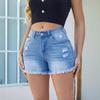 2025 Women's Tassel Ripped Denim Shorts - European & American Style Hot Pants