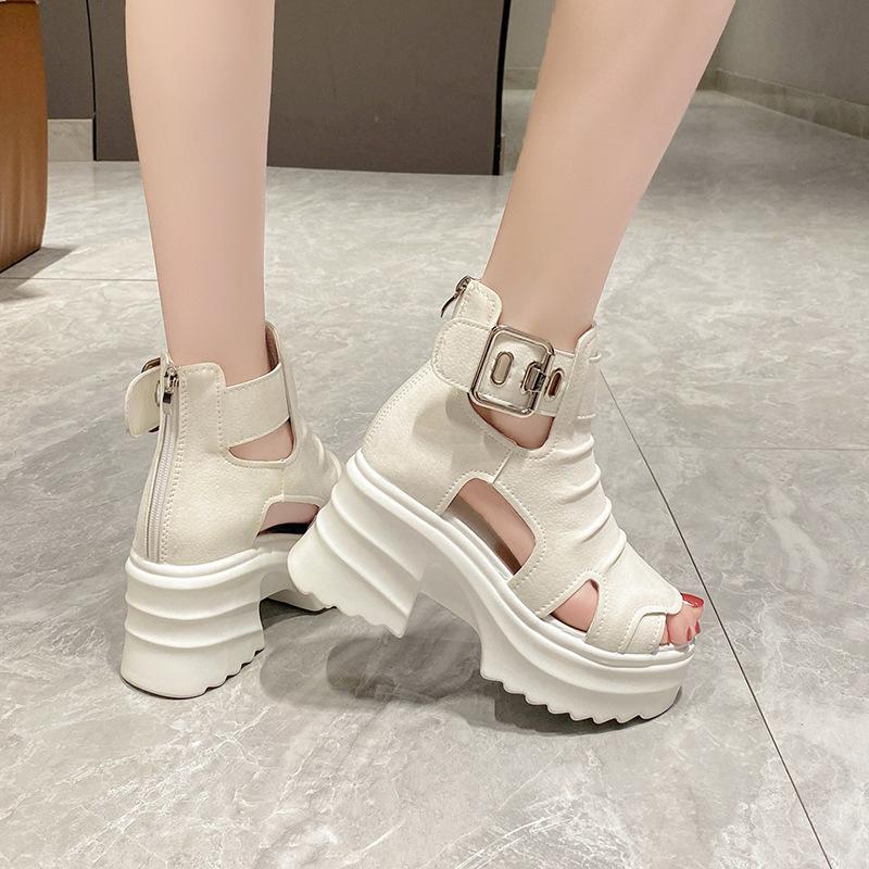 Classic Thick Soled Sandals, Women's New Hollow Thick Heel Sandals, High Top High Heels, Summer Casual Versatile Sandals