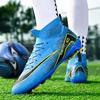 Brand Fashion Blue Football Training Shoes Men Women Long Spikes Professional Soccer Cleats Men Breathable Socks Futsal Boots