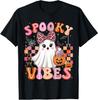 Groovy Spooky Vibes Cute Boo Ghost Halloween Costumes Girls T-Shirt