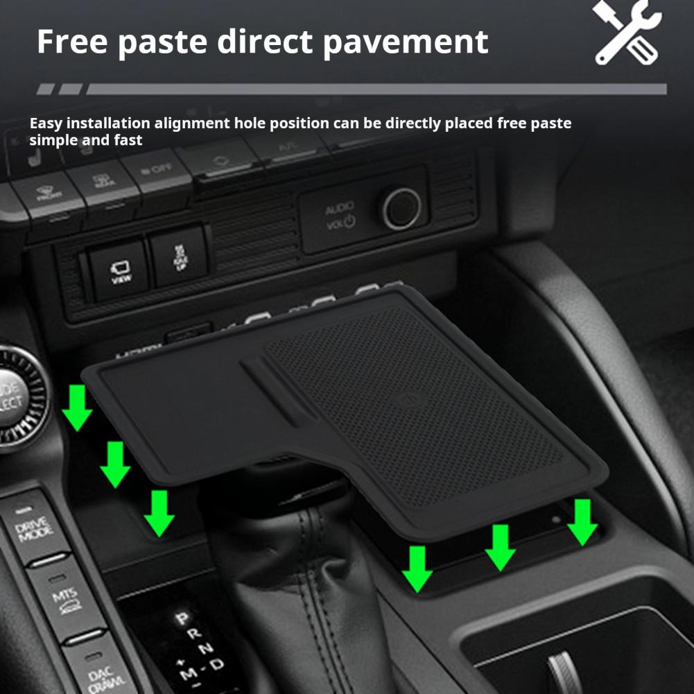 Силиконовый противоскользящий коврик, водонепроницаемый, нескользящий, консольный коврик для Toyota Prado 2024-2025, защитный коврик с беспроводной зарядкой