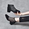 Round Head Mesh Single Shoes Women's Black Mesh Shoes Two Kinds of Height Fashion Shoes Simple Temperament High Heels