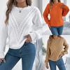 Women's Knitted Sweater Casual Solid Colour V-Neck Openwork Bell Sleeves Pullover Sweatshirt