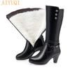 Winter Footwear Genuine Leather Women's Boots Fashion Wool Warm Boots Women Boots Shoes Women