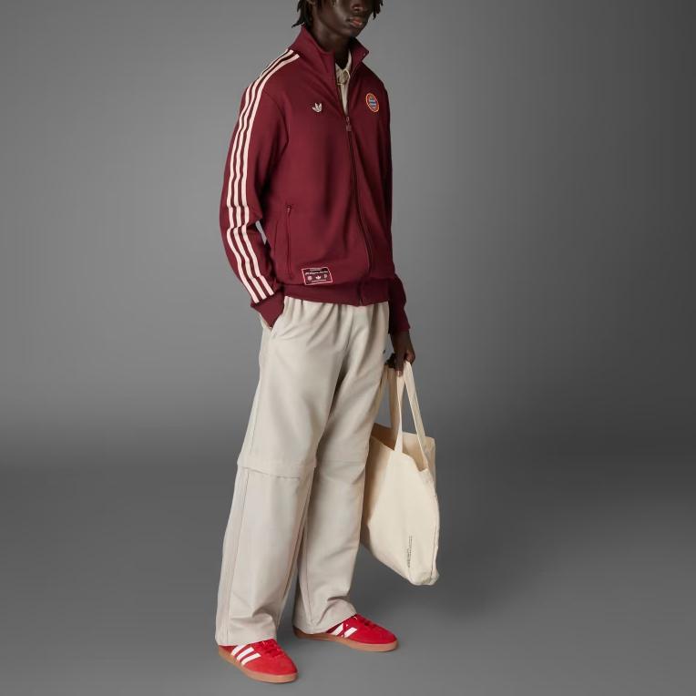 Adidas Originals FC Bayern Terrace Icons Track Top Comfortable Simple Soft Striped Jacket Men Tops Red JF0582