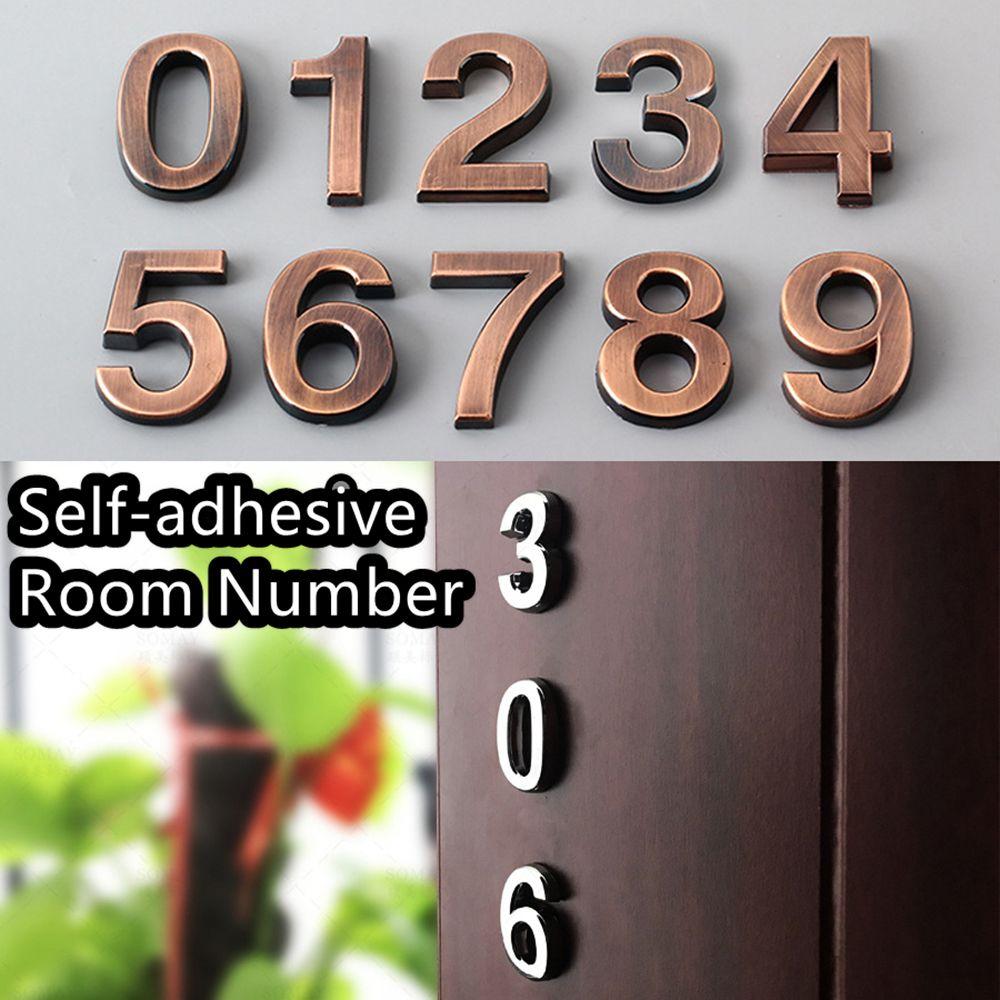 1 PC Waterproof Bronze ABS Plastic Numeral Room Number Digits Sticker Address Sign Door Plates