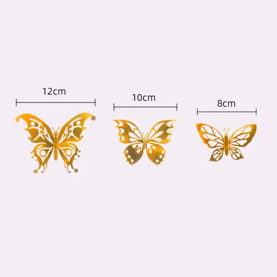 1 Set Wall Sticker with Glue Hollow Out Design Paper Art 3D Butterfly Refrigerator Sticker Home Decoration Household Supplies