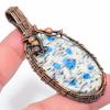 Natural K2 Azurite Gemstone Handmade Copper Wire Wrap Gift Pendant 2.96" C4b94