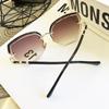 Women's Rimless Square Sunglasses Brand Designer Sun Glasses Vintage Shades Female Pink Eyewear