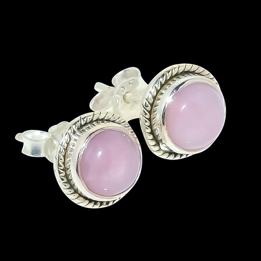 Natural Pink Opal Gemstone Handmade 925 Solid Sterling Silver Stud Earrings Y5i93