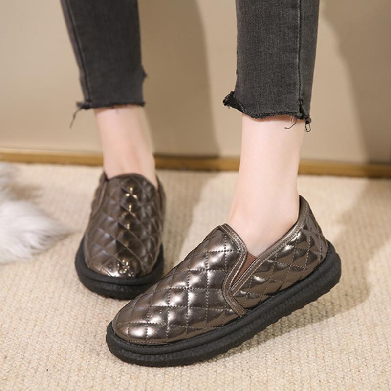 Woman Winter Shoes Plus Plush Keep Warm Casual Slip-on Flat Shoes Ladies Comfort Warm Loafers