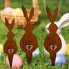Rustic Wrought Iron Rabbit Silhouette Garden Stake Ornament