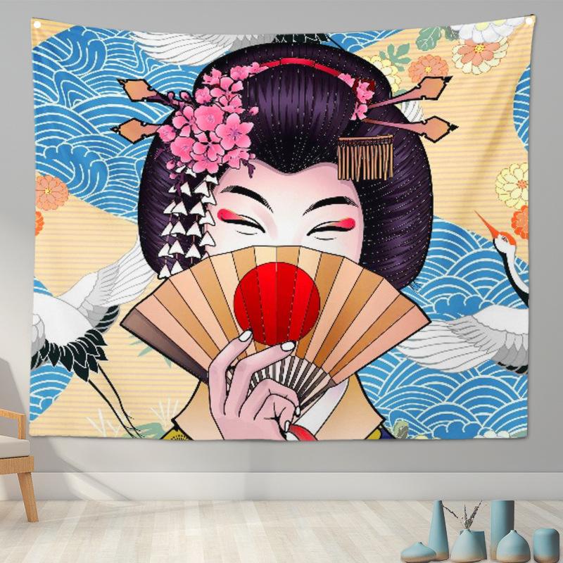 Home Decoration Japanese Ukiyo-e Tapestry Kanagawa Surf Hanging Cloth Wine Shop    Painting