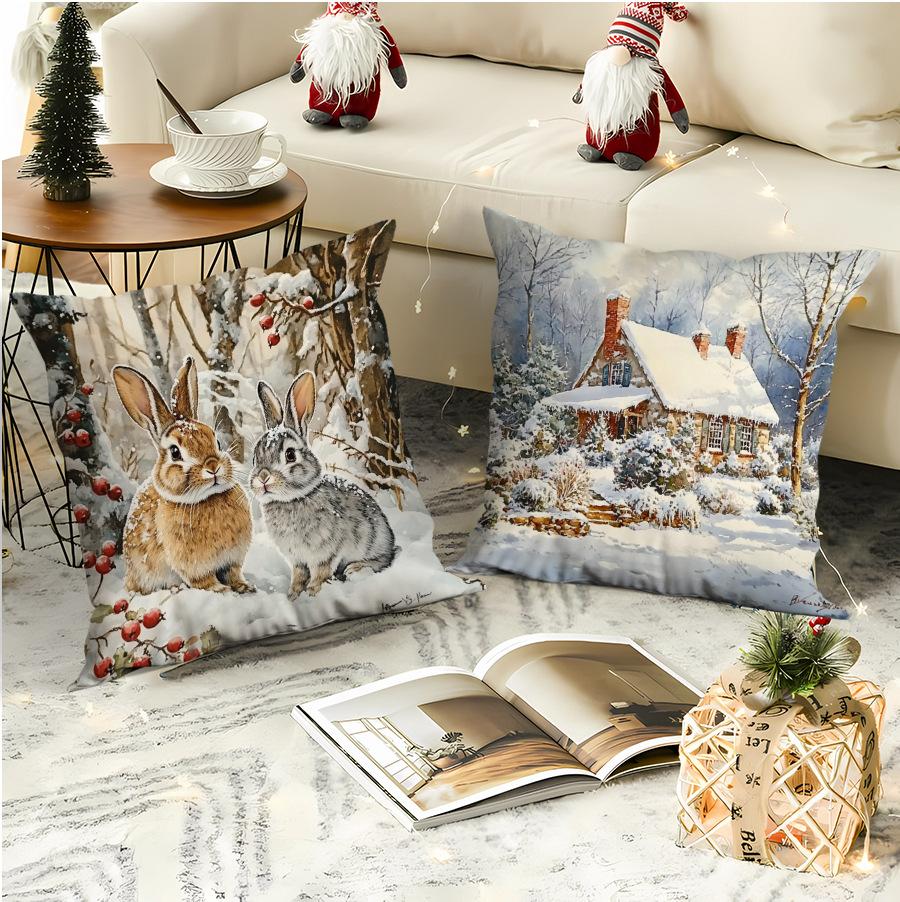 Christmas Pillowcase Living Room Polyester Printed Decorative Pillowcase Nordic Christmas Pillow