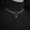 Gothic Punk Silver Color Star O Ring Choker Necklace Stainless Steel Cuban Chain Necklaces For Women
