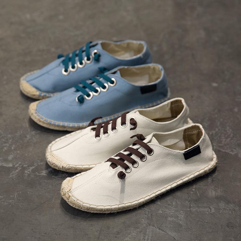 Fashion Men Hemp Fisherman Shoes Brand New Breathable Espadrilles Flats Solid Moccasins Men's Canavs Casual Shoes Men Zapatos De Hombre