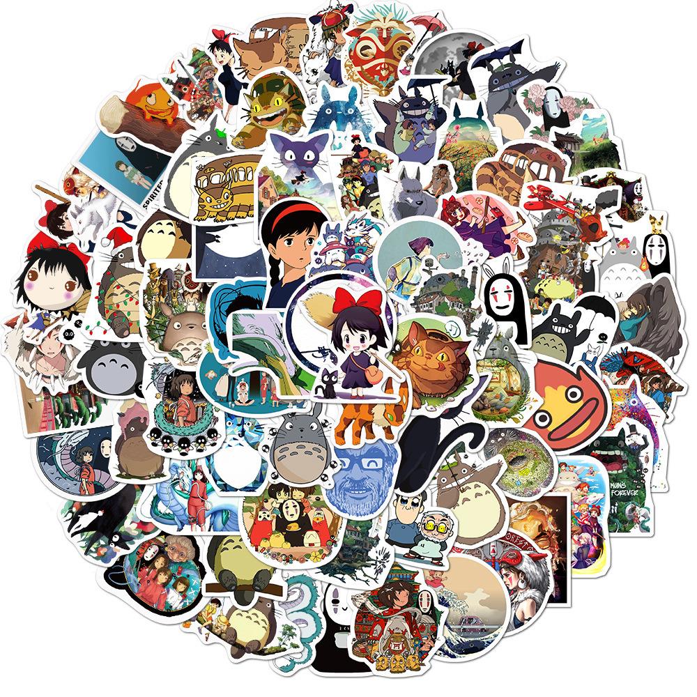 100Pcs Ghibli Hayao Miyazaki Stickers Cartoon Graffiti Decals Helmet Skateboard Laptop Motorcycle Sticker Toys Decor