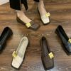 Retro Style Square Toe Women Mary Jane Shoes Fashion Shallow Slip On Shoes Spring Autumn Ladies Elegant Flats