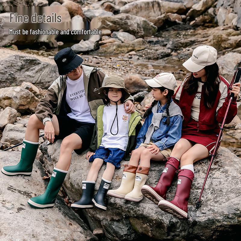 New Fashion Non-Slip Rain Boots: High-Top Waterproof Boots for Women, Men, and Children