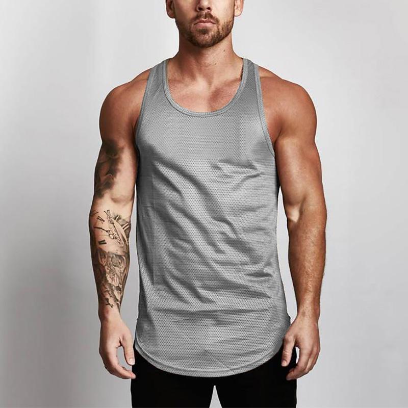 Muscleguys Sports Vest Summer Casual Loose Bottoming Shirt Men's Fitness Mesh Sleeveless T-shirt