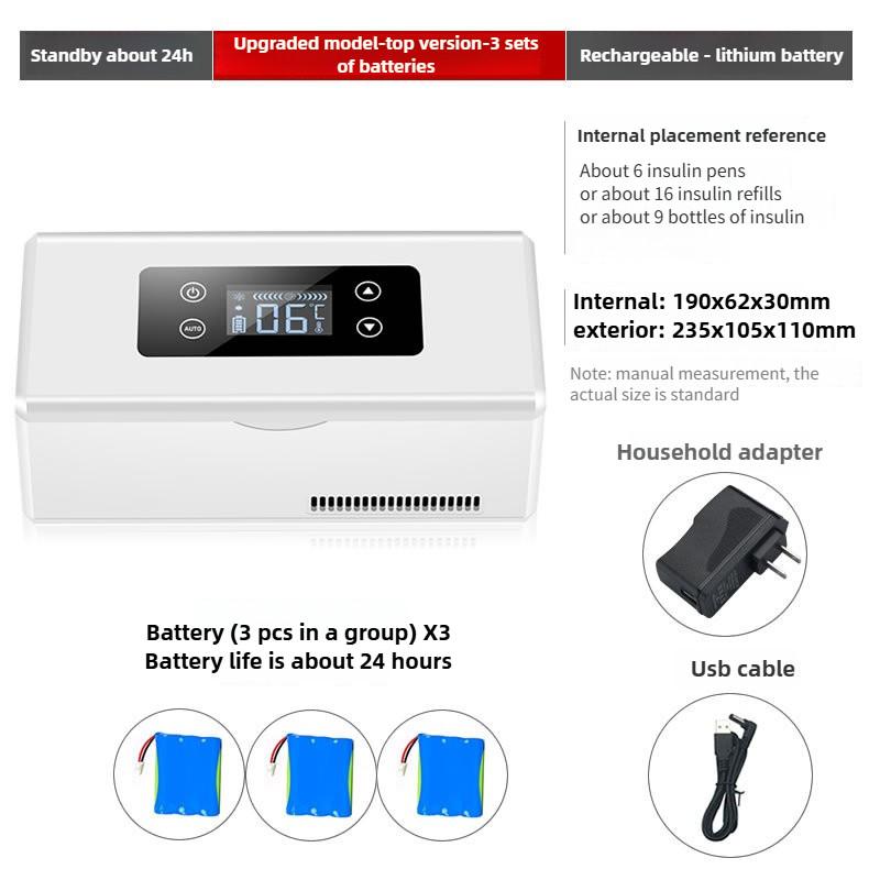 Перезаряжаемый холодильник для инсулина Мини-специальный холодильник для лекарств Портативный для использования в машине и дома Маленький холодильник