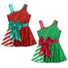 Girls Christmas Shiny Sequin Sleeveless Dress Ballet Dance Leotard Dress Christmas Party Performance Costume
