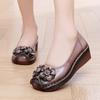 2024 Ethnic Style Cowhide Wedge Heels: Comfortable, Non-Slip, Floral Casual Shoes