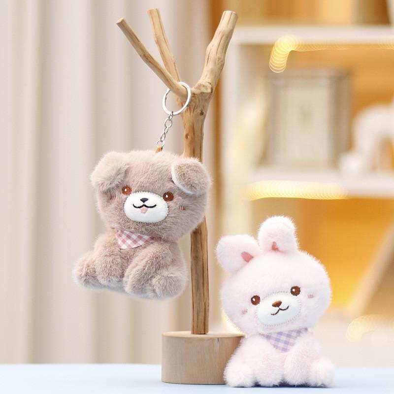 Bear Rabbit Duck Keychain Cute Cartoon Girl Backpack Hanging Plush Gift Doll
