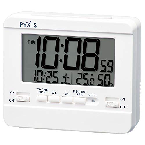 Seiko Clock Table Clock Alarm Clock Wall Clock Digital Temperature and Humidity Display PYXIS Body Size: 9 X 10.5 X 4.2 Cm NR538W