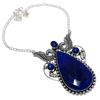 Sapphire(Simulated) Lapis Gemstone 925 Sterling Silver Necklace 18"