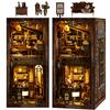 CRESYMME Miniature House Dollhouse Book Nook Kit, Wooden DIY 3D Hobby Handmade (Silent Cafe)
