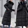 New Winter Jacket Ladies Warm Fashion Bow Belt Collar Long Dress Ladies Thick Coat