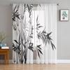 Bamboo Chinese Ink Painting Design Plant Tulle Curtains Modern Living Room Kitchen Chiffon Curtain Bedroom Sheer Valance Curtain