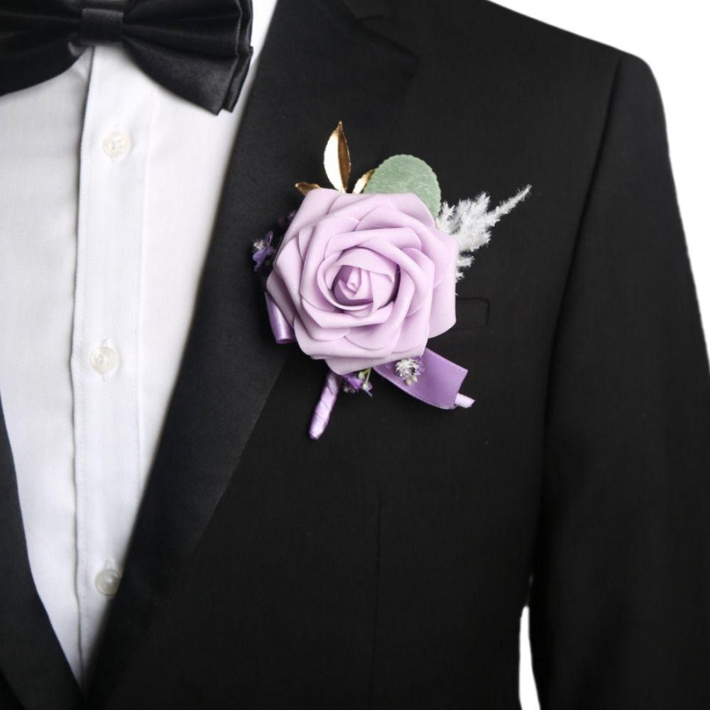 Simple Groom Rose Boutonniere Delicate Wedding Accessories Wedding Suit Corsage Western