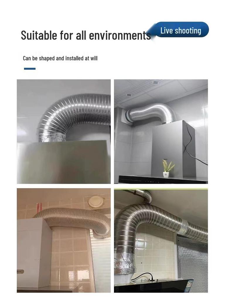 Fireproof Aluminum Corrugated Telescopic Ventilation Duct - High Temp Resistant, Flexible Exhaust Pipe