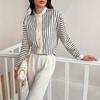 Fashion Cardigan Striped Shirt Autumn and Winter New Women's Long Sleeved Elegant Shirt