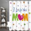 Mother's Day Floral I Love You Mom Crayon Shower Curtain, Bathroom Decorative Shower Curtain, Waterproof Shower Curtain with Hoo