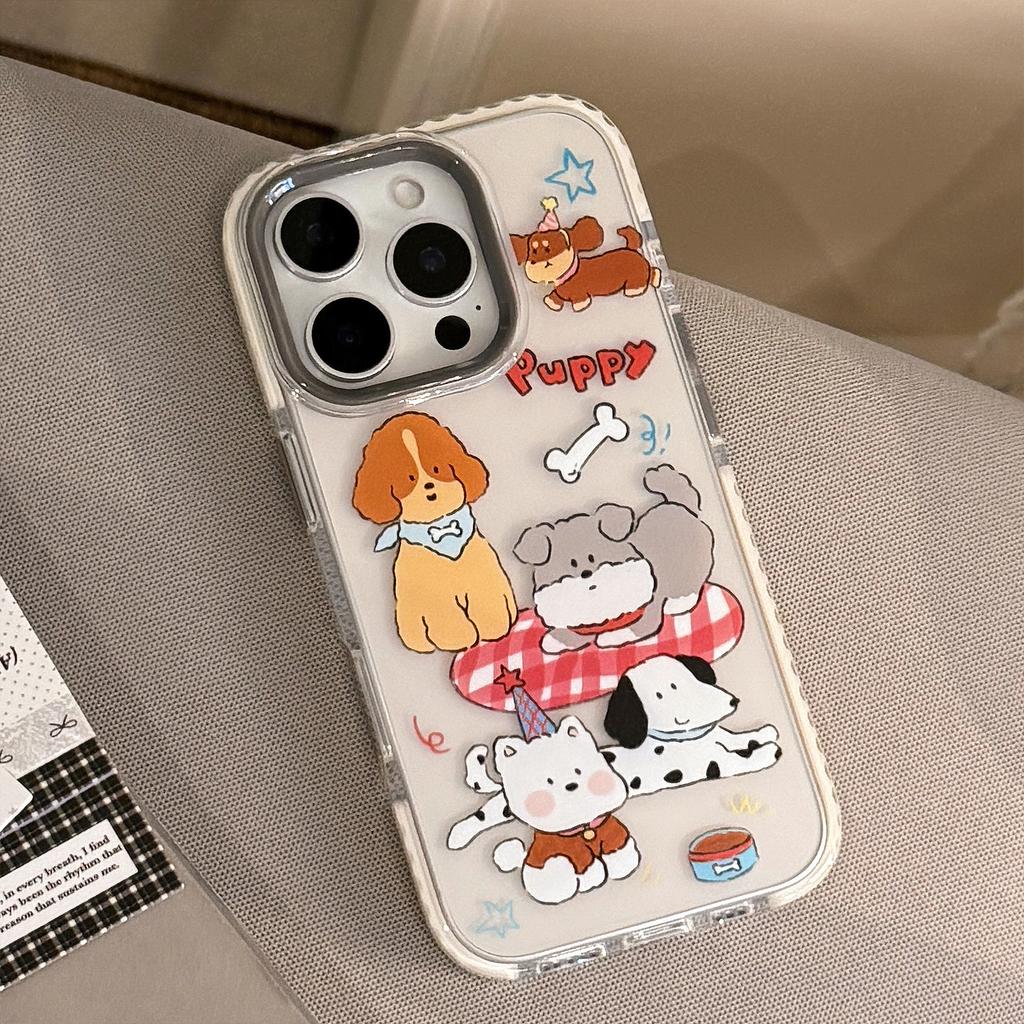 Personalized Cartoon Puppy Illustration Suitable for Apple 16 Mobile Phone Case 14 Transparent IPhone 15 Promax Anti Fall 11 Soft