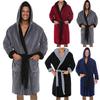 Men's Winter Lengthened Plush Shawl Bathrobe Home Clothes Long Sleeved Robe Coat