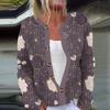 Women's Fashion Long Sleeve Christmas Snowman Snowflake Print Jacket Cardigan