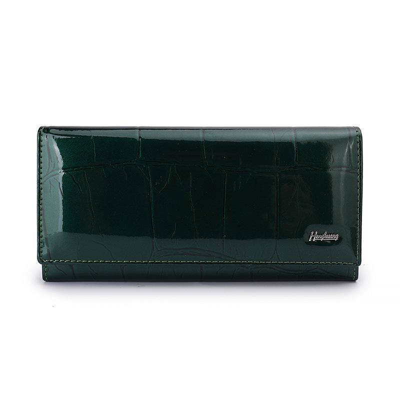 Женский длинный кошелек из натуральной кожи Магнитная застежка Кожа коровы Женские кошельки для мелочи Модные высококачественные кошельки Женский кошелек для денег Женская сумка-клатч