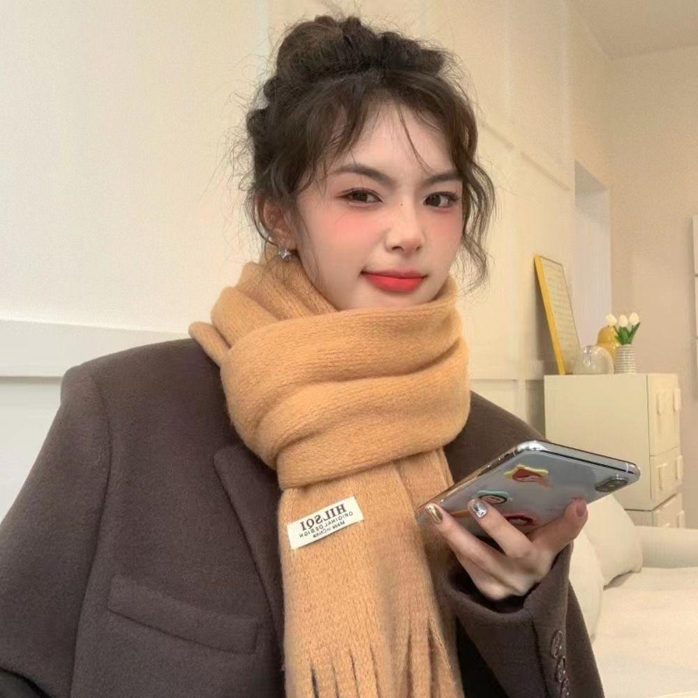 Warm Winter Cashmere Scarf Solid Color Shawl Wrap Fashion Long Tassel Scarves Women