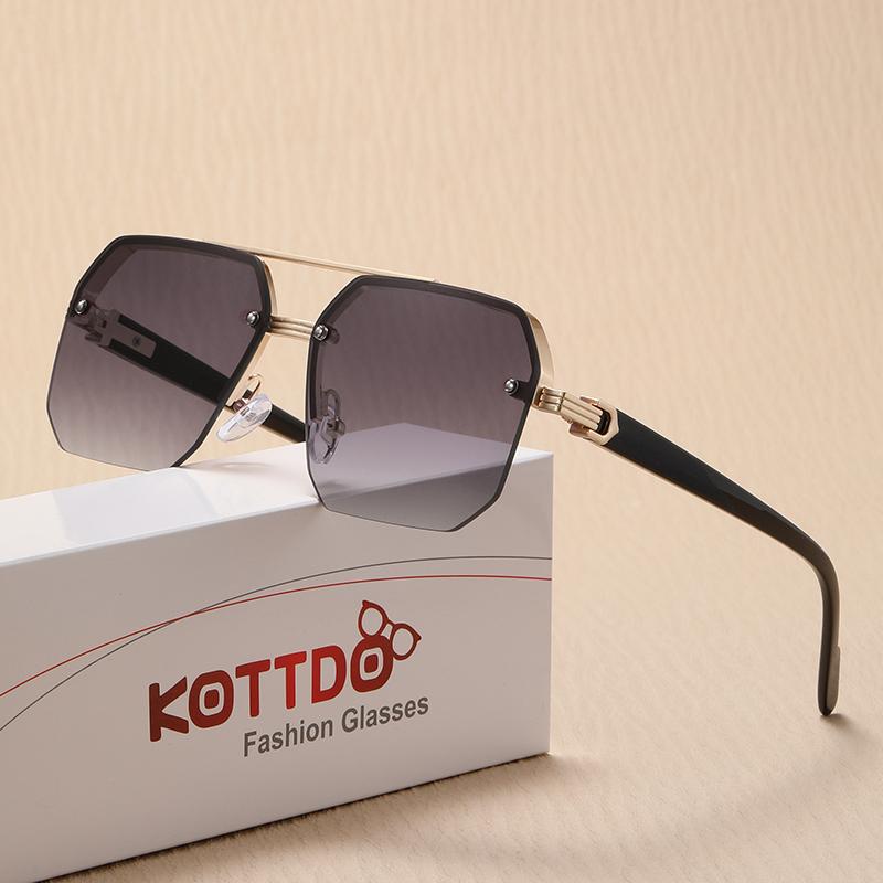 Sunglasses for Men Oversize Pilot Metal Half Frame Fashion Design Women Sunglasses Outdoor Driving Sunshade Sun Glasses Eyeglasses Uv400