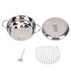 Frying Pot 3.2L Double Ear 201 Stainless Steel Deep Fryer Pot with Oil Drip Drainer Rack Thermometer for Tempura