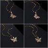 New Niche Design Retro Butterfly Micro-Inlaid Zircon Pendant Necklace Women'S Fashion Collarbone Chain
