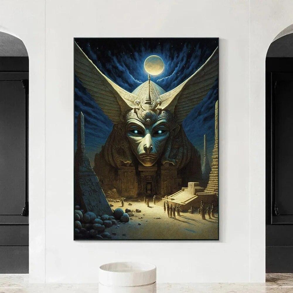 Fantastic Pyramid Landacape Poster Prints For Living Room Home Decor Surrealism Egyptian Pharaoh Canvas Painting Wall Art No Frame