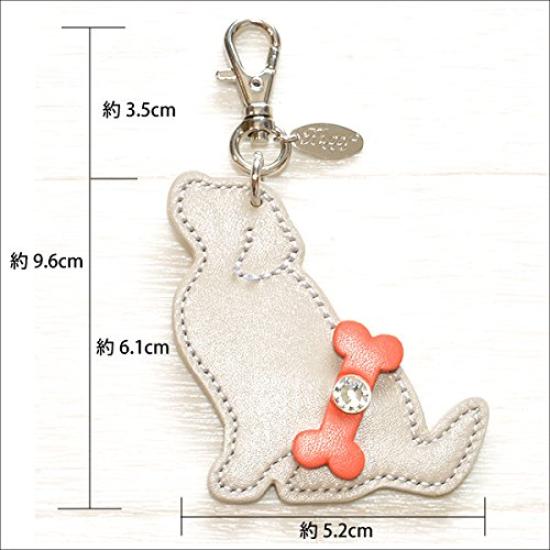 Golden Retriever Charm Cowhide Leather Rhinestone Jeweled Keychain Made In Japan Happy Keyring Bag Charm Labrador Dog Lover Pet Dog [Happy]