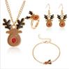 4pcs/set Christmas Necklace Earrings Bracelet Ring Four-piece Christmas Ornaments Xmas Gift Sjewerly Sets for Women