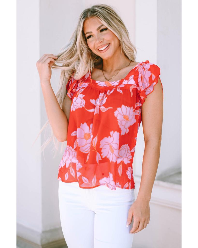 Azura Exchange Ruffle Sleeve Floral Blouse